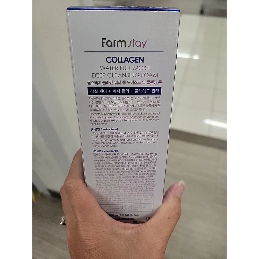 FARM STAY Collagen Water Full Moist Deep Cleansing Foam - 180ml/ 6 oz